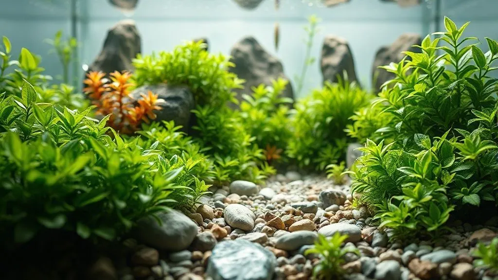 Como criar um layout de aquário plantado com efeito de profundidade?