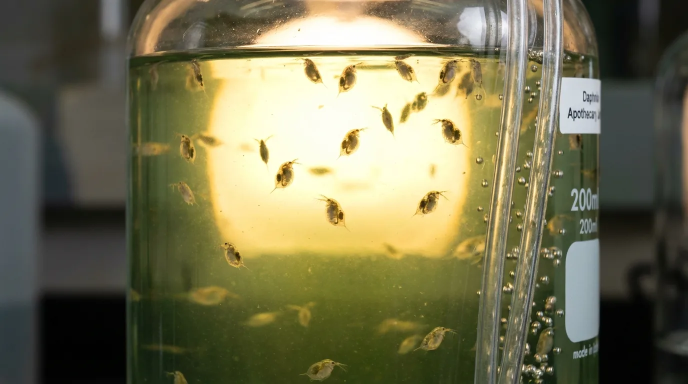 Cultura de dáfnias em um pote de vidro, uma alternativa nutritiva para alimentar seus peixes.